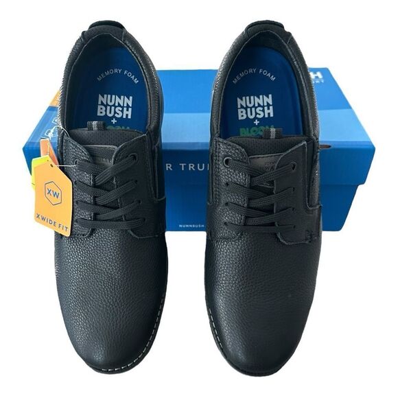 Nunn Bush Otto Black Leather Oxford Mens 9.5 XW Extra Wide Comfort Dress Shoes main image 8